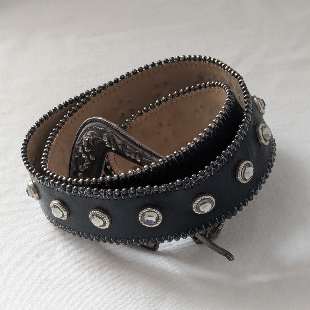 Vintage LeatherRock Black Belt For Women With Studs. Size Midium 34 Made in USA - Picture 6 of 13